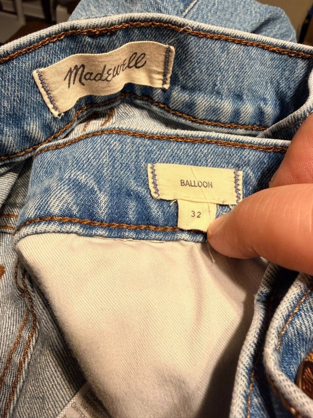 Women's Madewell Medium Wash Balloon Jeans Ankle Capris 32" Waist Size 32 - Picture 3 of 3